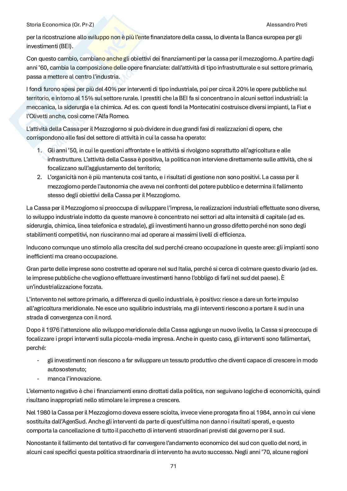 Storia economica– Appunti completi, 121 pagine Pag. 71