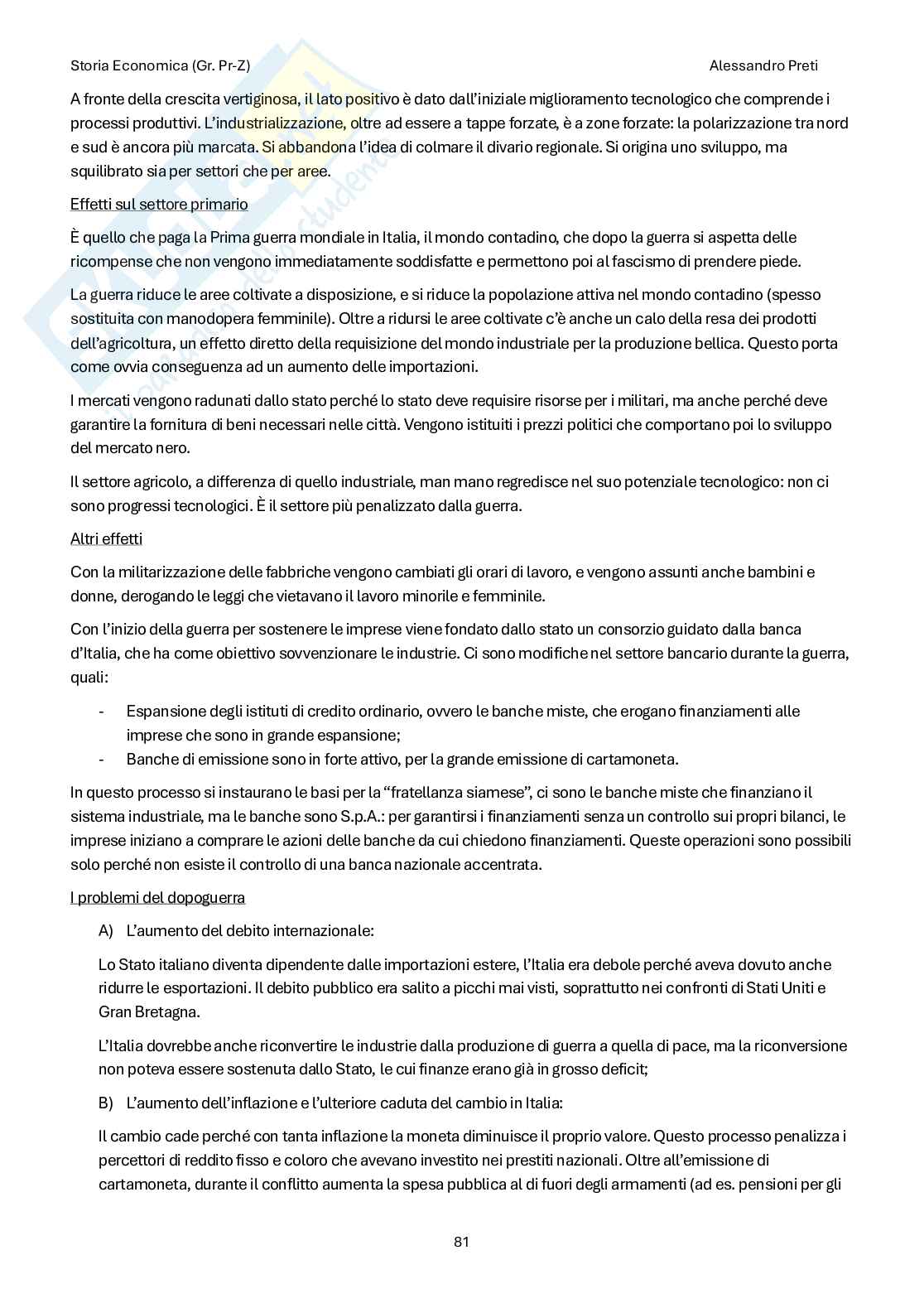 Storia economica– Appunti completi, 121 pagine Pag. 81
