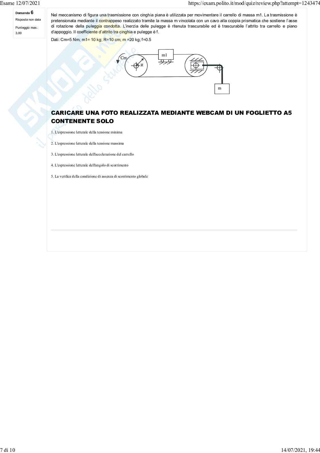 Temi d'esame Meccanica delle macchine Pag. 36