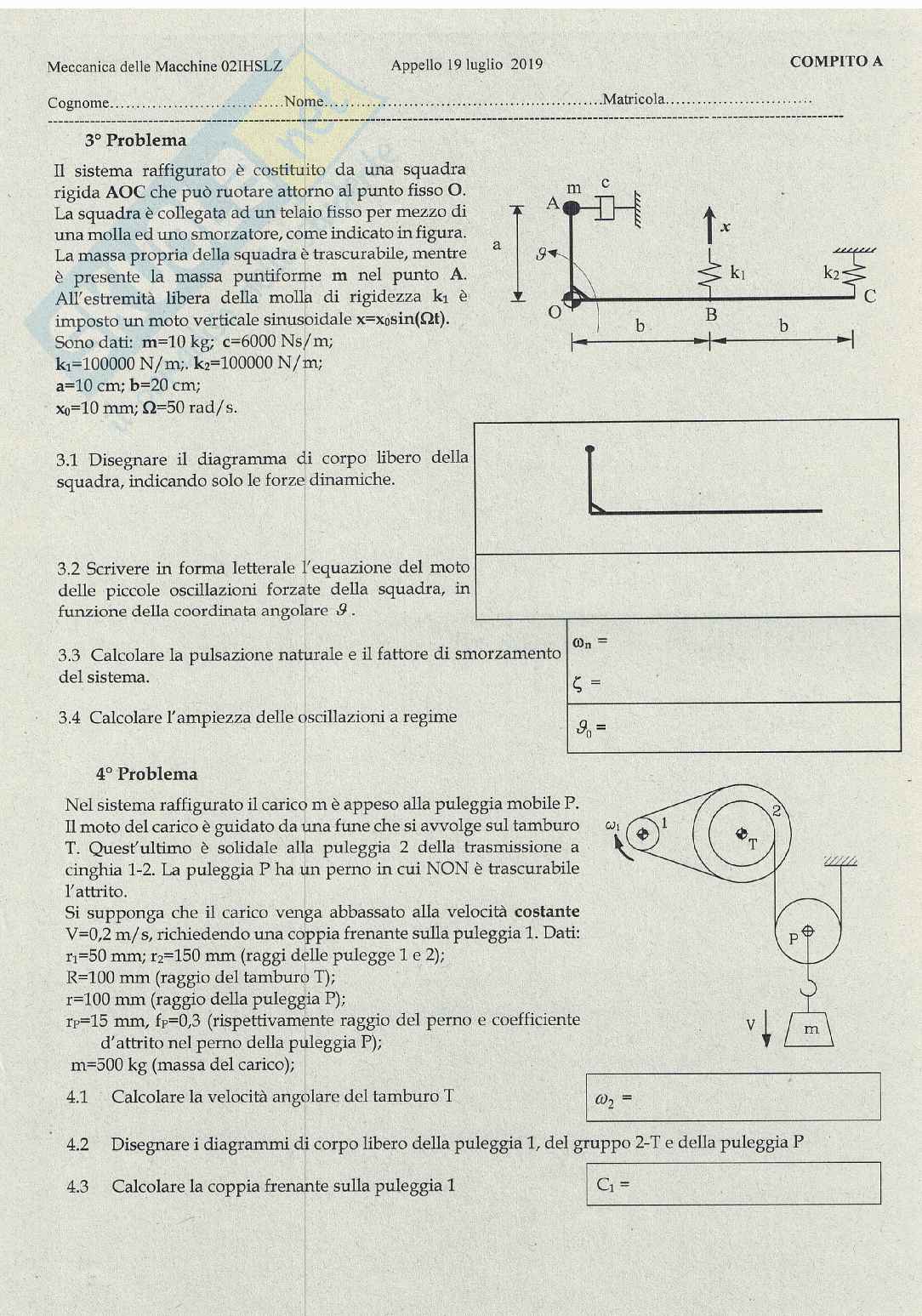 Temi d'esame Meccanica delle macchine Pag. 51