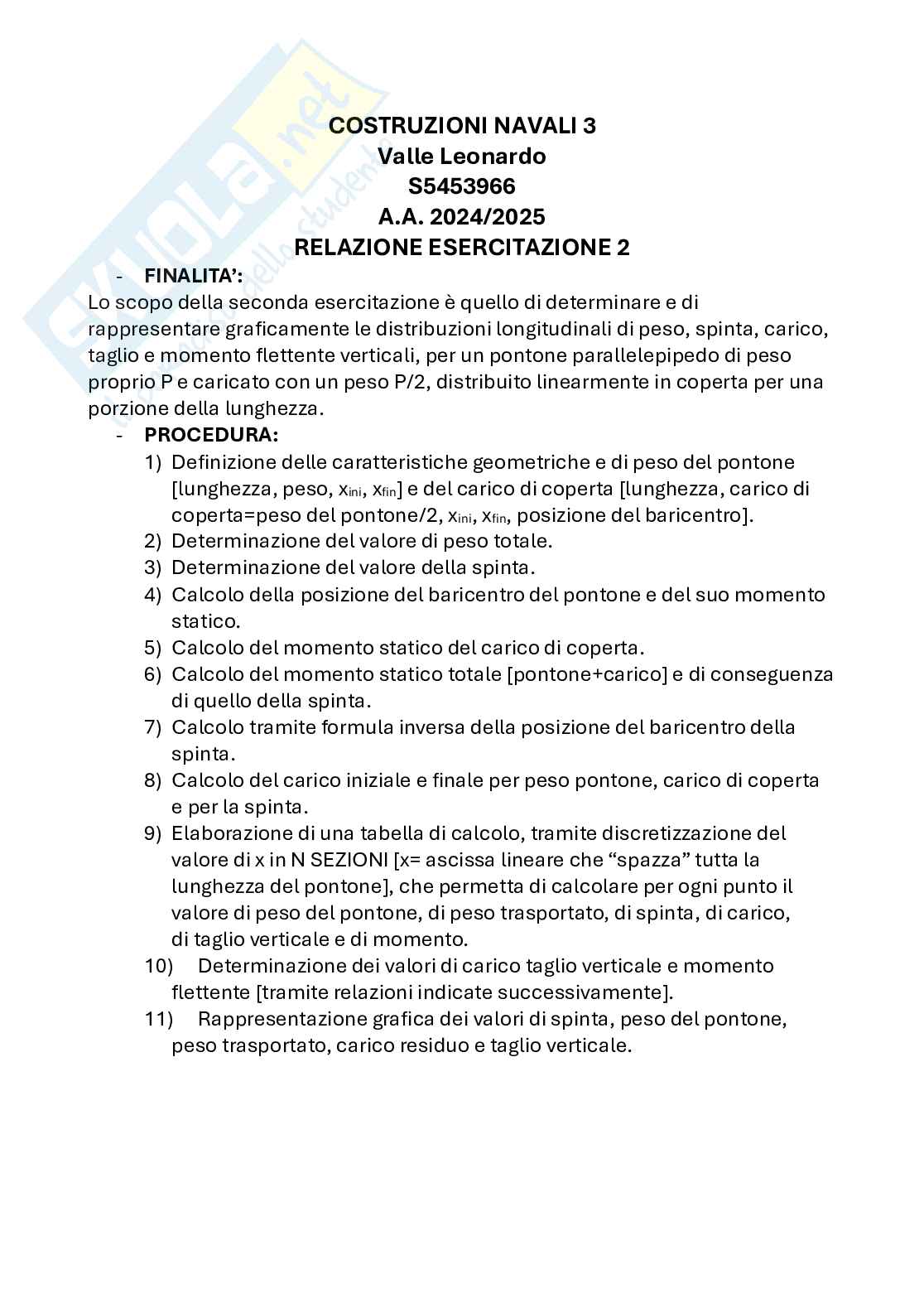 Relazione esercitazione 2 di Costruzioni navali 3 Pag. 1