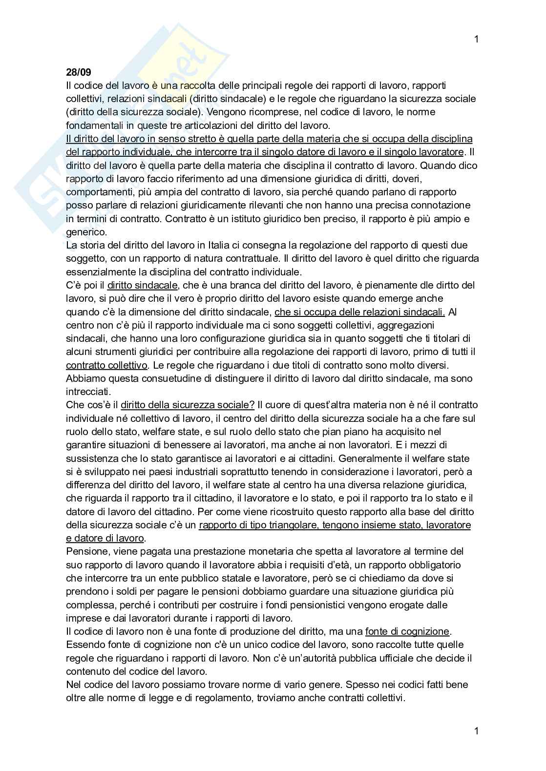 Riassunto esame Diritto del lavoro, Prof. Zoppoli Lorenzo, libro consigliato Diritto del lavoro e sindacale 2021, Zoppoli Pag. 1