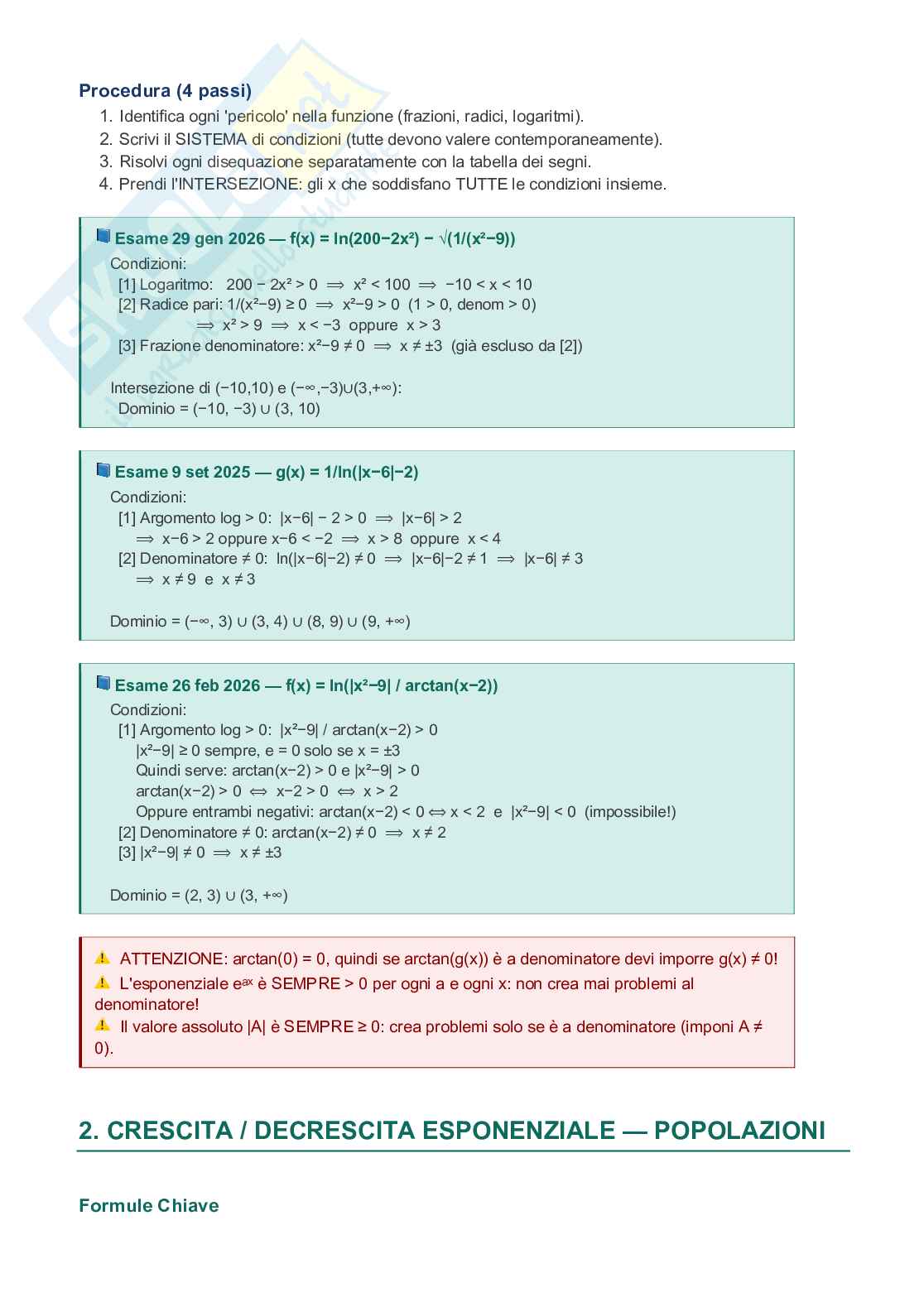 Matematica per biologia: formulario salva-esame + temi d'esame 2025/2026 svolti  Pag. 2