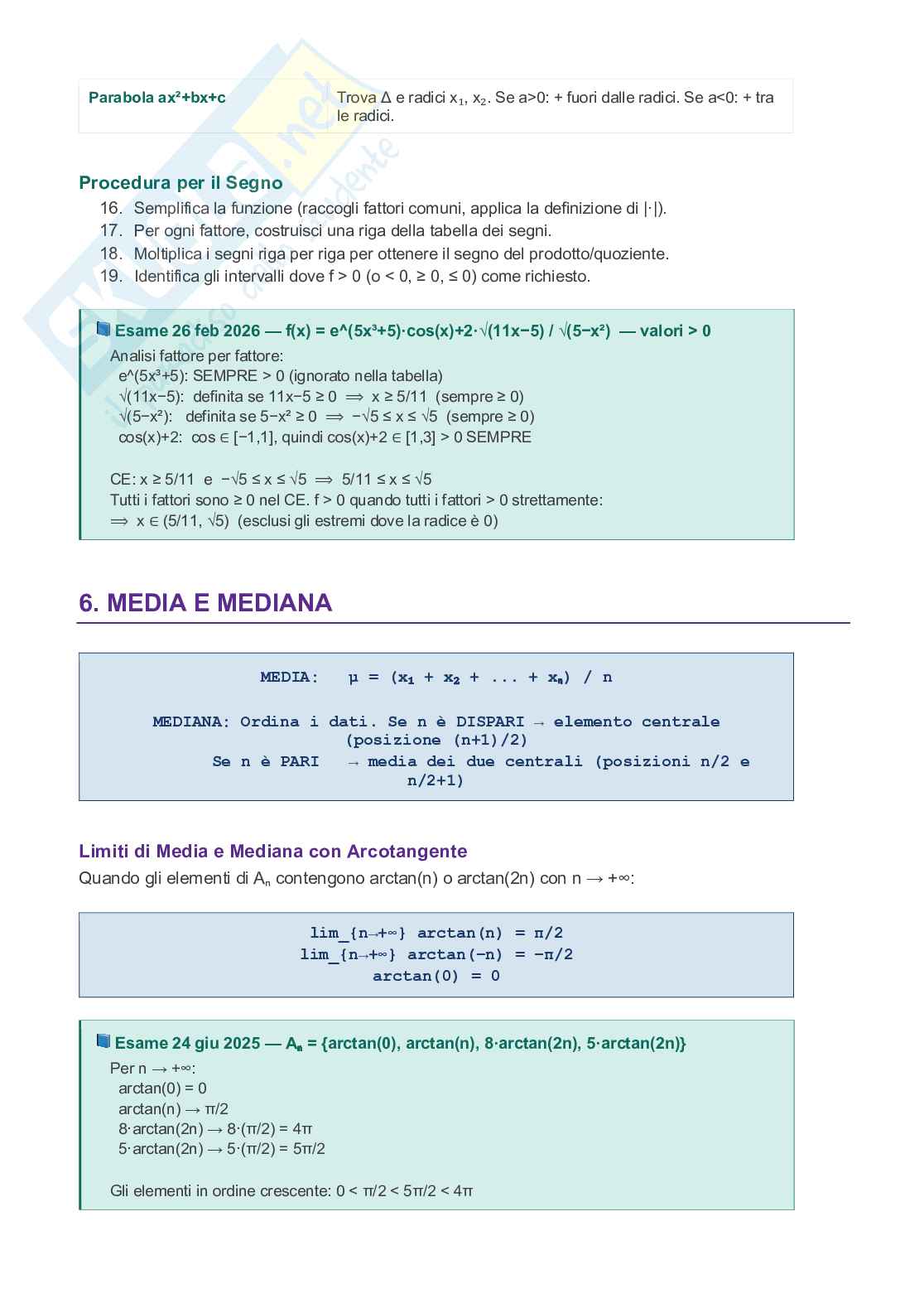 Matematica per biologia: formulario salva-esame + temi d'esame 2025/2026 svolti  Pag. 6