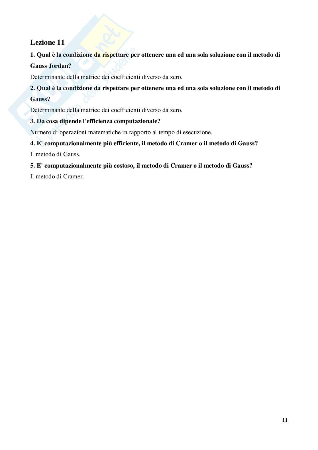 Paniere con domande chiuse svolte Analisi numerica e Calcolo numerico 1 Pag. 11