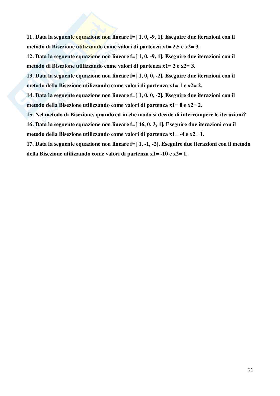 Paniere con domande chiuse svolte Analisi numerica e Calcolo numerico 1 Pag. 21