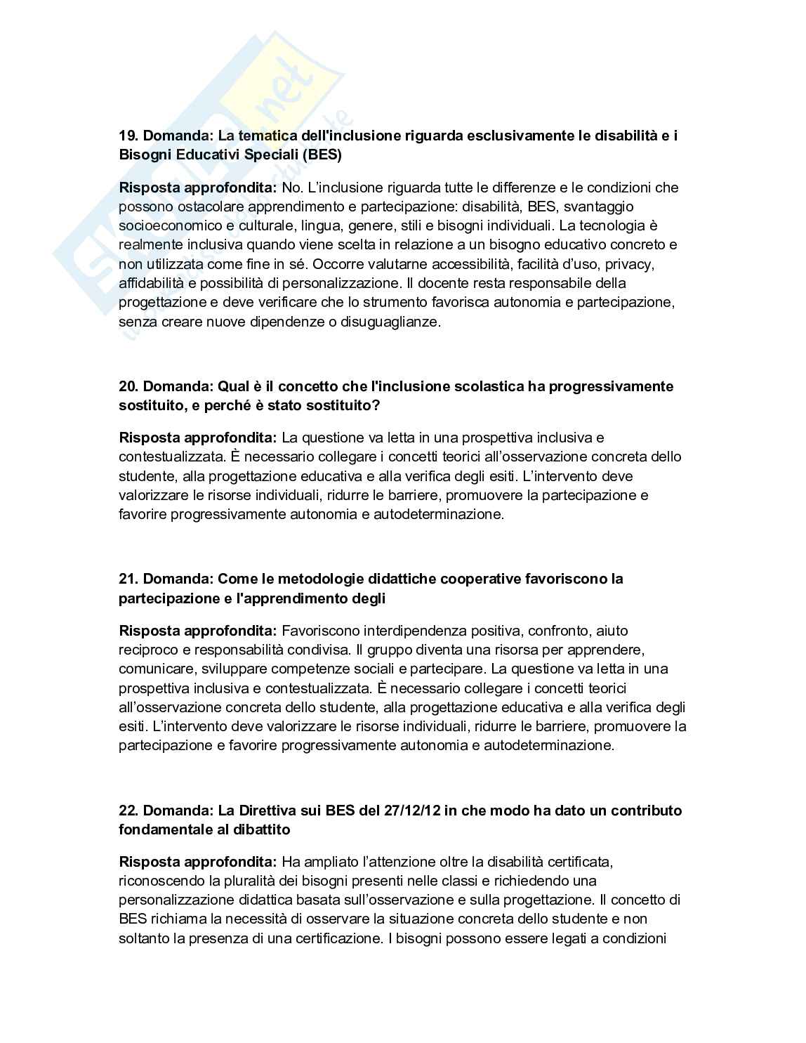 Risposte aperte Pedagogia dell'intervento educativo speciale, paniere con data 03/02/2026  Pag. 6