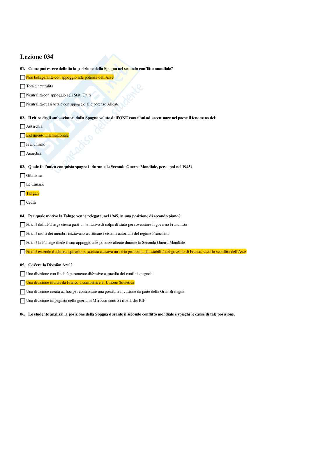 Paniere Lingua spagnola - Risposte multiple - aggiornato (2026) Pag. 26