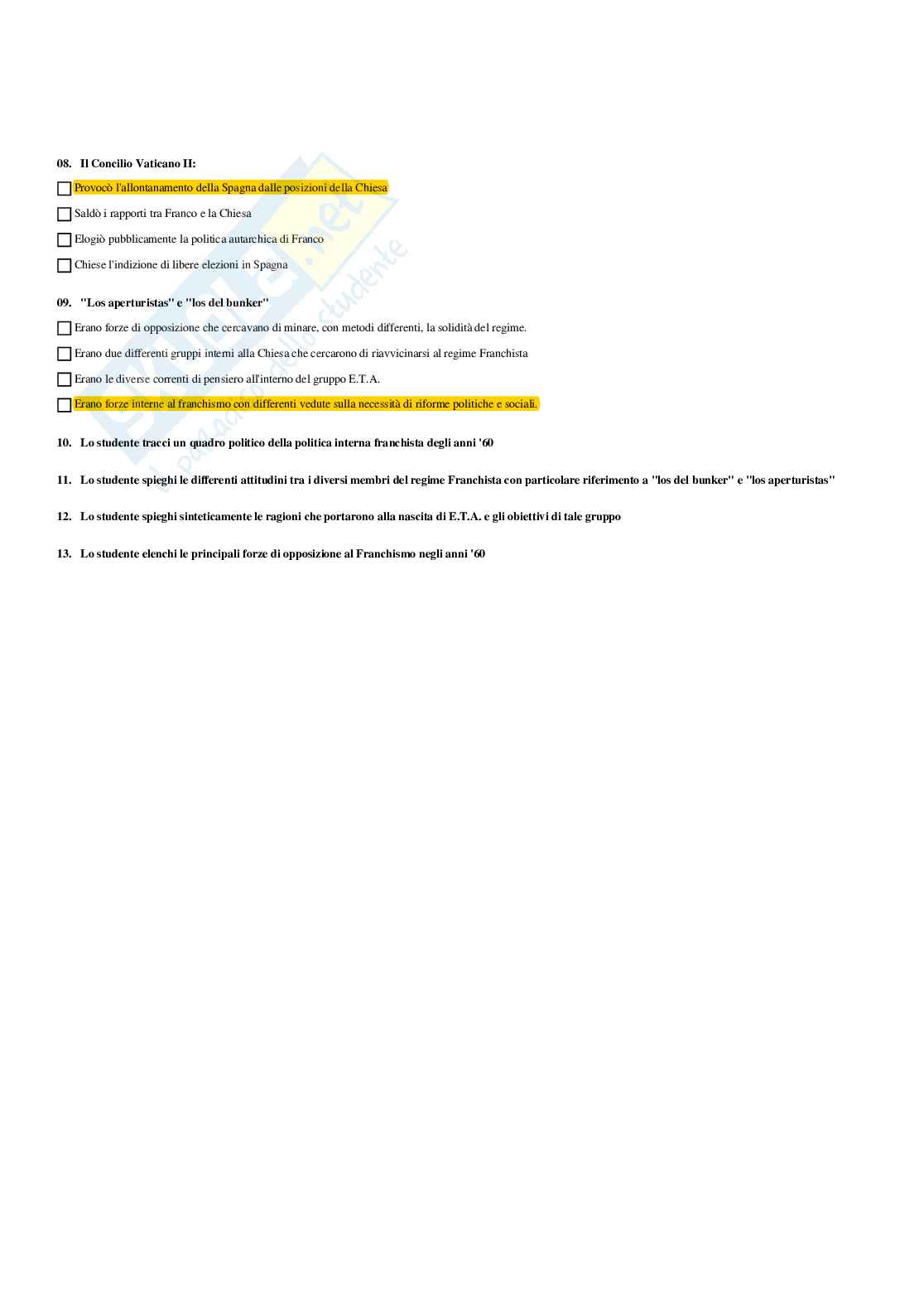 Paniere Lingua spagnola - Risposte multiple - aggiornato (2026) Pag. 31