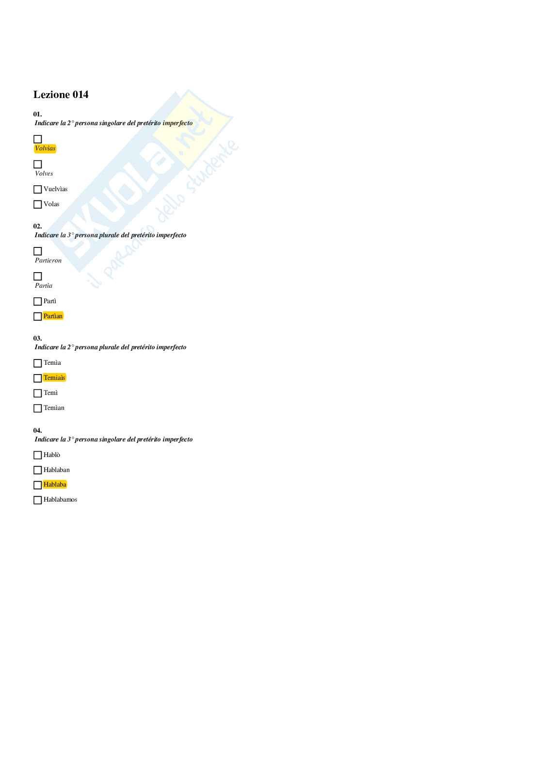 Paniere Lingua spagnola - Risposte multiple - aggiornato (2026) Pag. 6