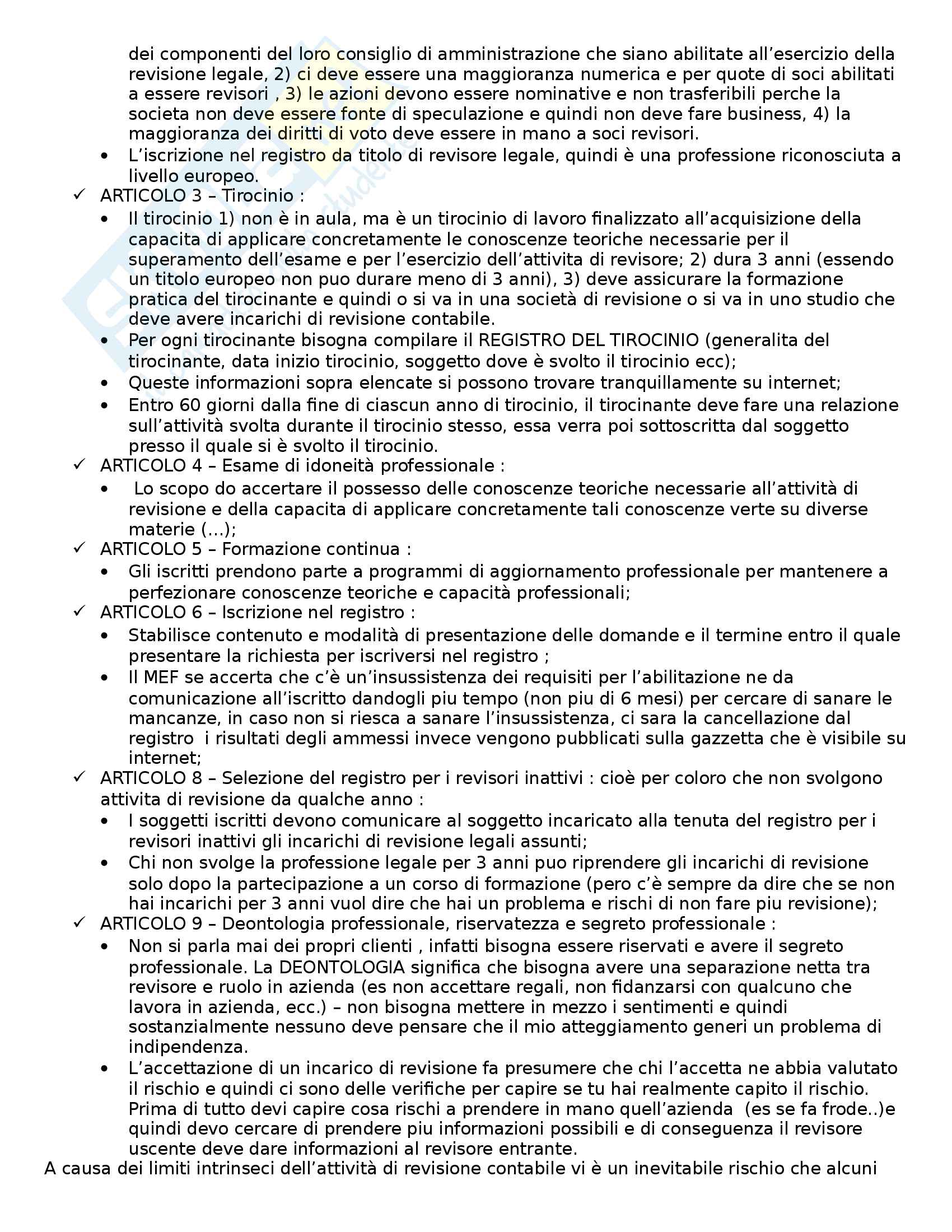 Revisione aziendale (1 Parziale) Pag. 2